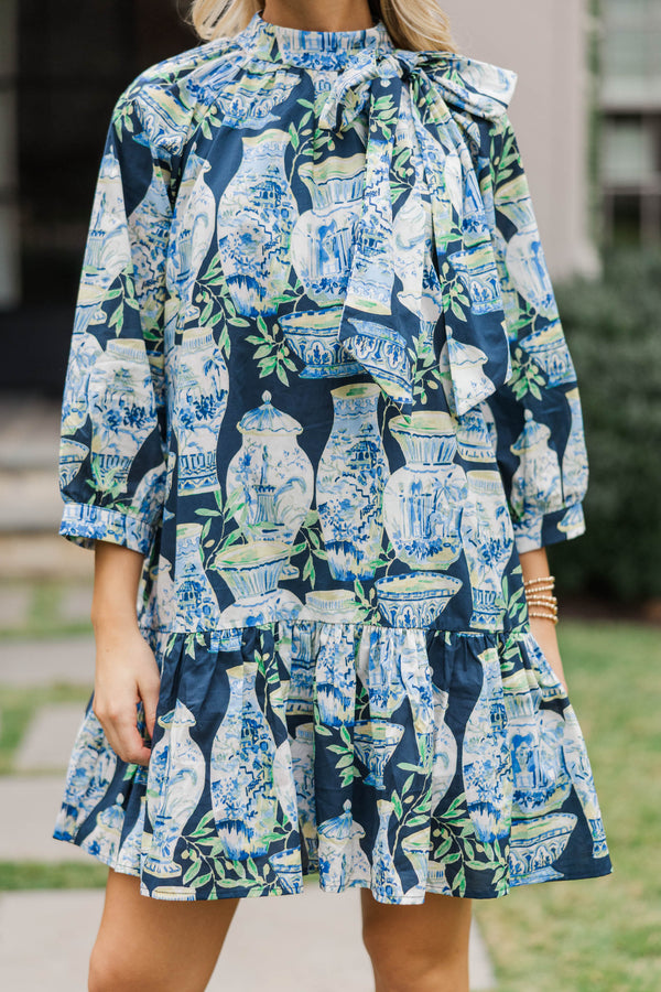 Feeling Extra Special Navy Abstract Print Dress