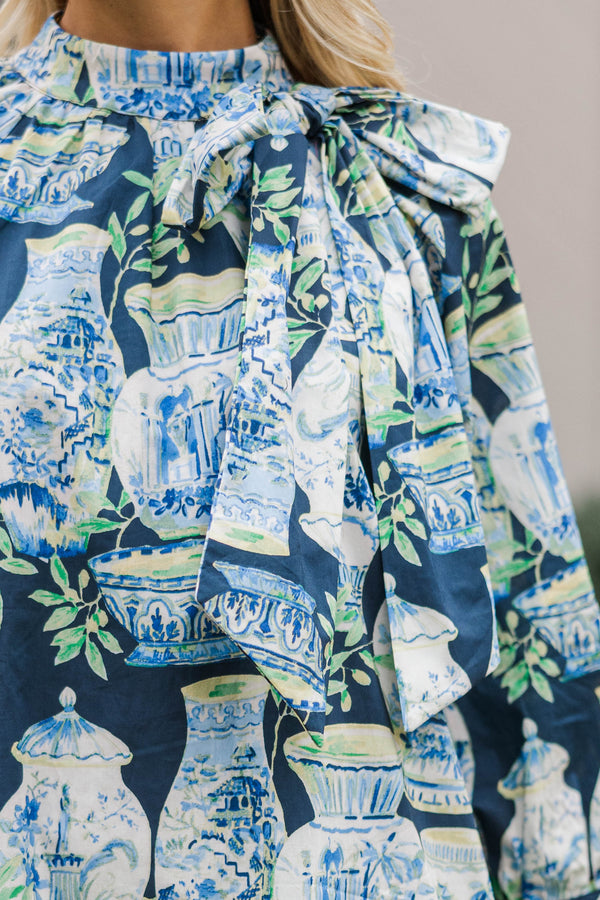 Feeling Extra Special Navy Abstract Print Dress