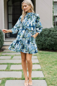 Feeling Extra Special Navy Abstract Print Dress