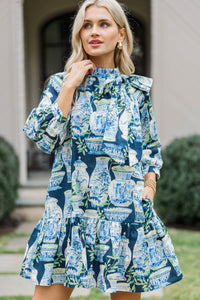 Feeling Extra Special Navy Abstract Print Dress