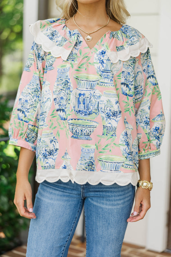 Focus On You Pink Chinoiserie Blouse