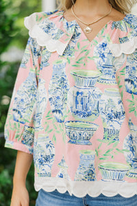 Focus On You Pink Chinoiserie Blouse