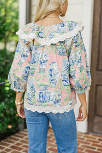 Focus On You Pink Chinoiserie Blouse