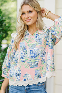 Focus On You Pink Chinoiserie Blouse