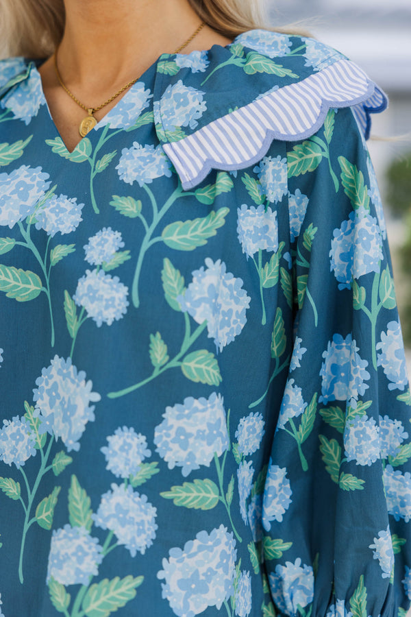 Focus On You Navy Floral Blouse