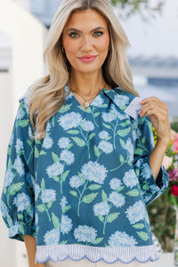Focus On You Navy Floral Blouse