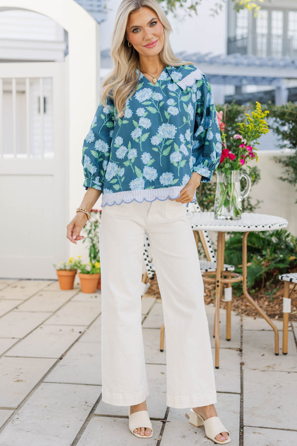 Focus On You Navy Floral Blouse