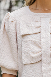 Life With You Textured Cream Bow Blouse