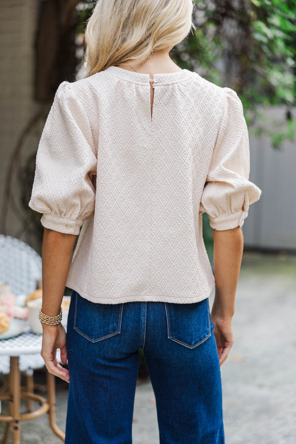 Life With You Textured Cream Bow Blouse