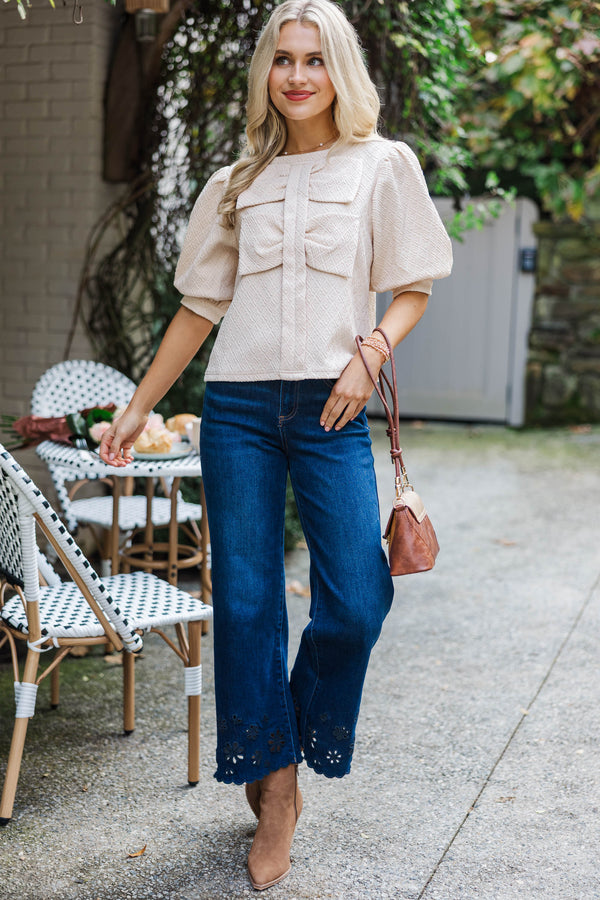 Life With You Textured Cream Bow Blouse