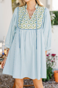 Give It A Moment Light Blue Striped Dress
