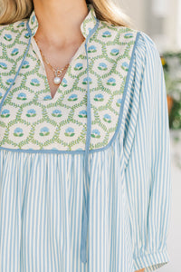 Give It A Moment Light Blue Striped Dress