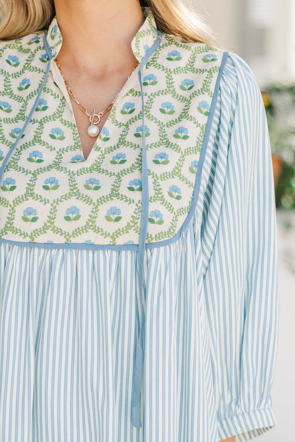 Give It A Moment Light Blue Striped Dress