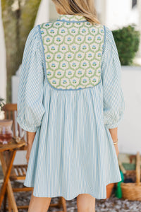 Give It A Moment Light Blue Striped Dress
