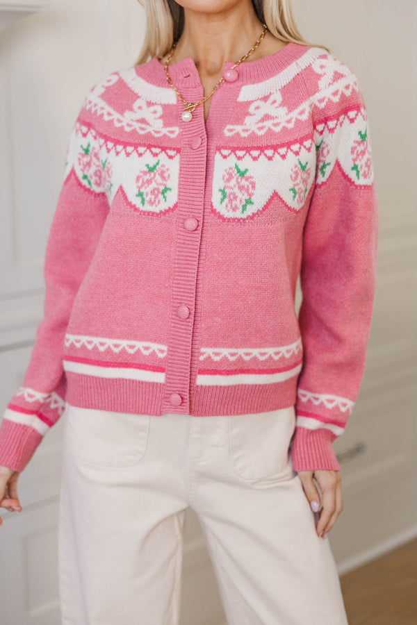 Got The Time Pink Floral Cardigan