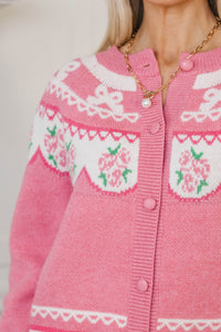 Got The Time Pink Floral Cardigan