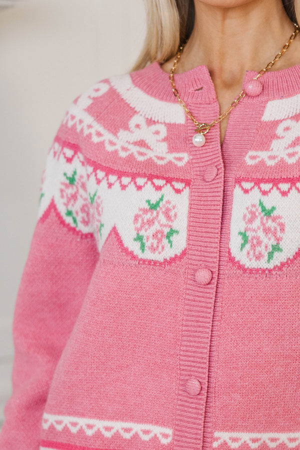 Got The Time Pink Floral Cardigan