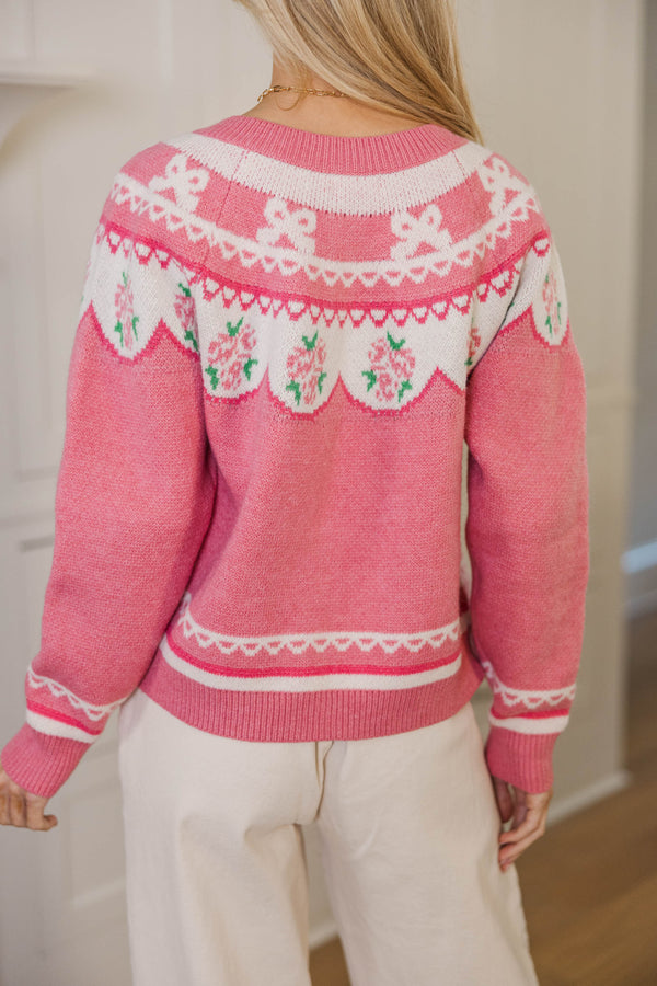 Got The Time Pink Floral Cardigan