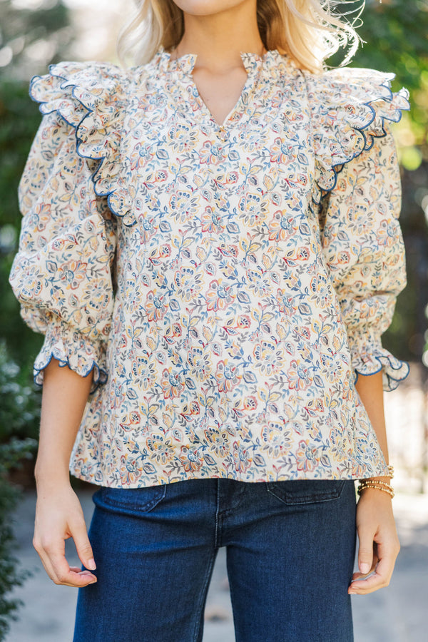 Share A Little Love Cream Chintz Blouse