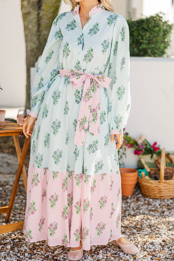 Kind of Perfect Light Blue Medallion Midi Dress