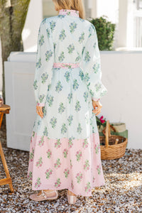 Kind of Perfect Light Blue Medallion Midi Dress