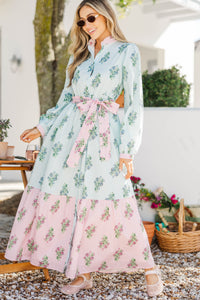 Kind of Perfect Light Blue Medallion Midi Dress