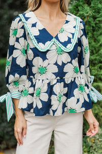 It's Your Time Navy Floral Blouse