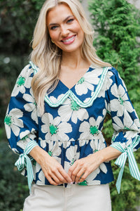 It's Your Time Navy Floral Blouse