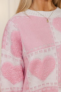 Just Too Good Pink Checkered Sweater