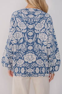 On The Way Blue Floral Sweater