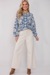 On The Way Blue Floral Sweater