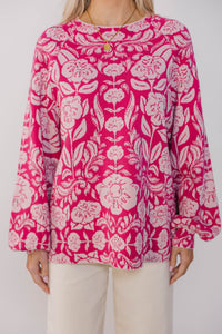 On The Way Pink Floral Sweater