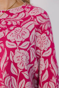 On The Way Pink Floral Sweater