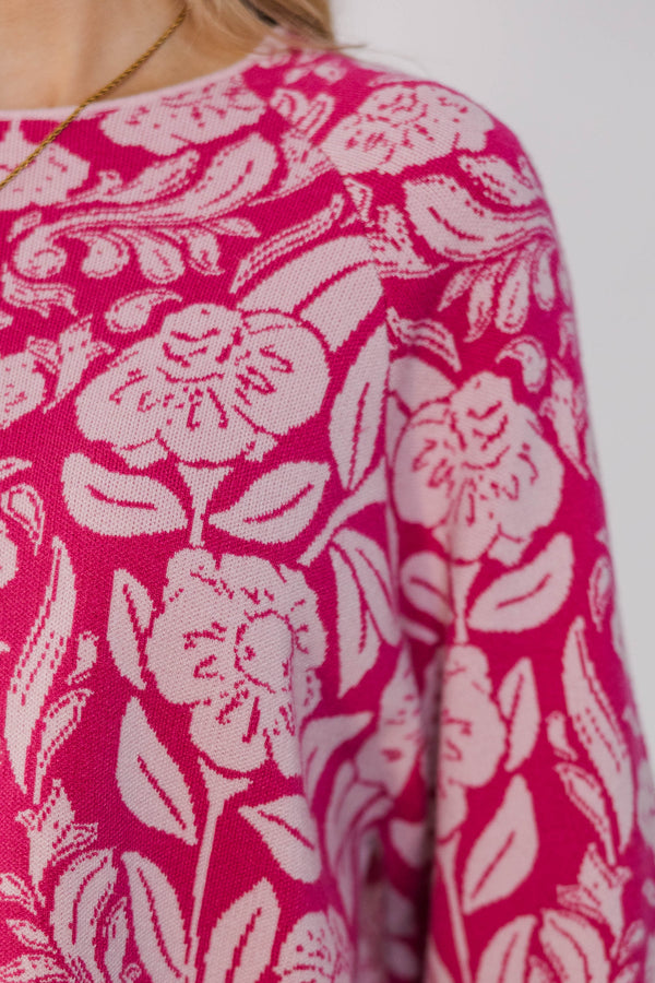 On The Way Pink Floral Sweater