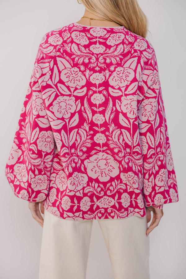 On The Way Pink Floral Sweater
