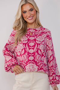 On The Way Pink Floral Sweater