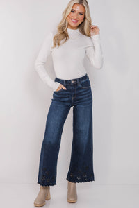 Run To Me Blue Eyelet Straight Leg Jeans