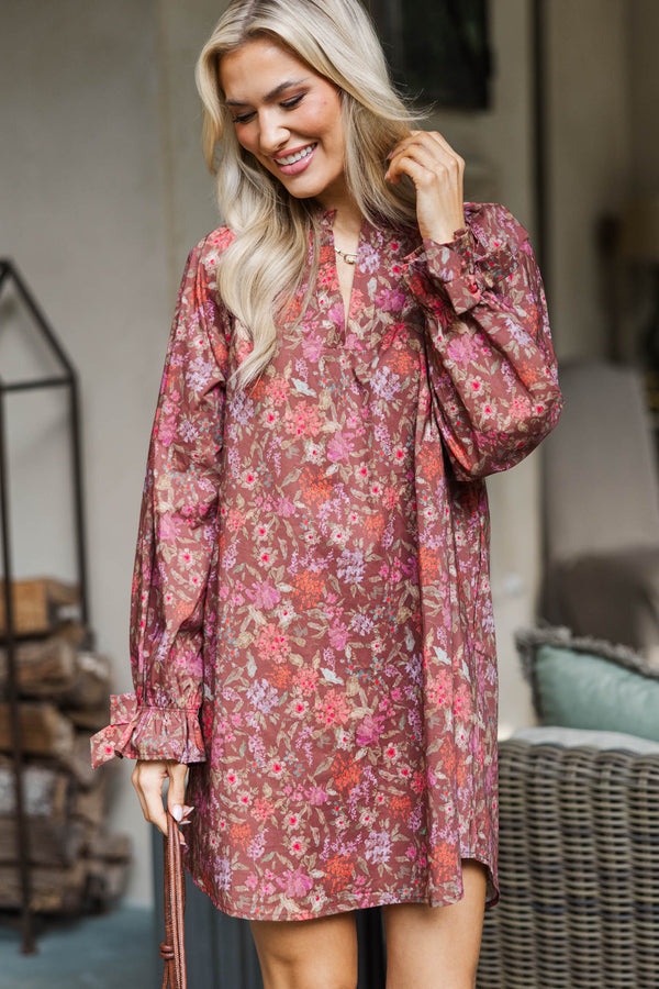Live The Best Life Brown Floral Babydoll Dress