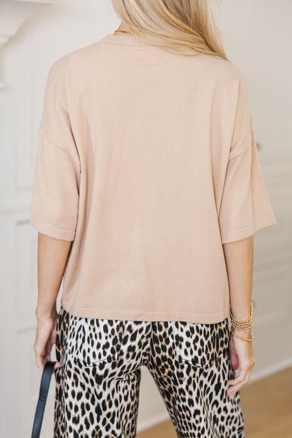 On The Daily Taupe Sweater