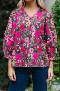 Go With It Pink Floral Blouse
