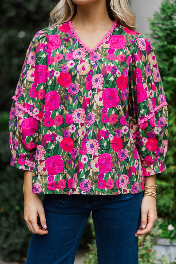 Go With It Pink Floral Blouse