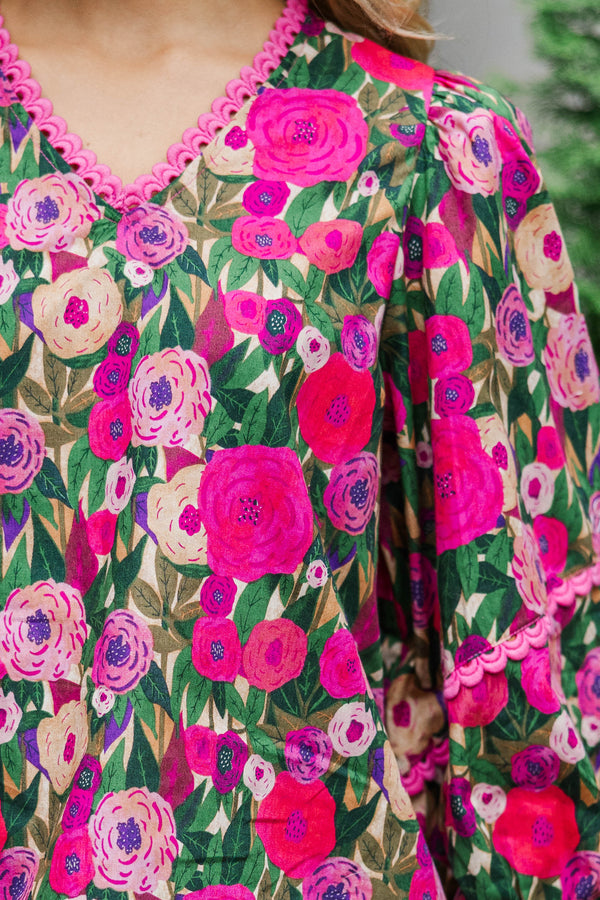 Go With It Pink Floral Blouse