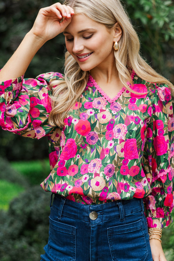 Go With It Pink Floral Blouse