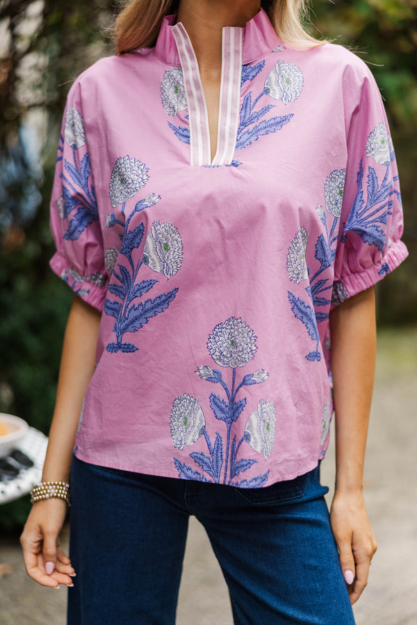 Way Back When Pink Medallion Blouse