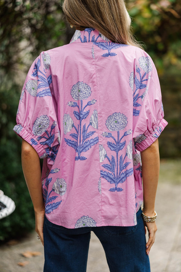 Way Back When Pink Medallion Blouse