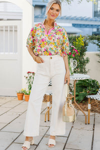 Way Back When Pink & Yellow Floral Blouse