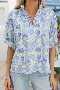 Way Back When Blue Floral Blouse