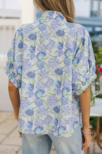 Way Back When Blue Floral Blouse