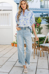 Way Back When Blue Floral Blouse