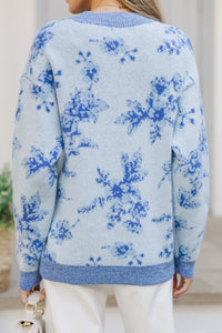 Time Will Tell Light Blue Floral Sweater